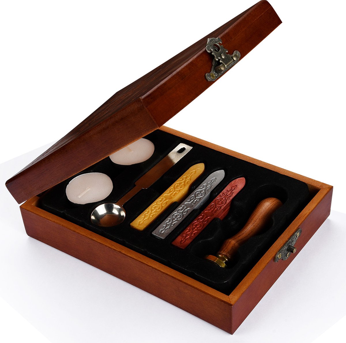 Geschenkdoos hout 2| Lakstempel | Sierlijk handvat | Ø25mm